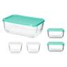 Set di scatole porta pranzo Snow Box Rettangolare Bianco Turchese (4 Unità)