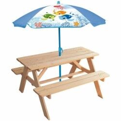 Tavolo da picnic Fun House Marrone Ombrellone (125 x ø 100 cm)