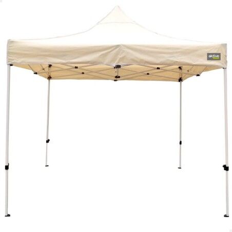 Gazebo Aktive Pieghevole Altezza regolabile Acciaio Poliestere 420D Oxford Crema 300 x 320 x 300 cm