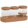 Set di Barattoli Home ESPRIT Trasparente Naturale Sughero Vetro Borosilicato