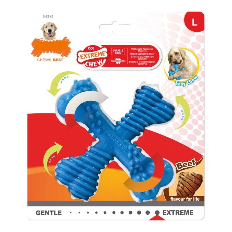 Giocattolo da mordere per cani Nylabone Dura Chew Croce Taglia L Nylon Carne di vitello