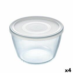 Porta Pranzo Rotondo con Coperchio Pyrex Cook & Freeze 1,6 L 17 x 17 x 12 cm Trasparente Silicone Vetro (4 Unità)