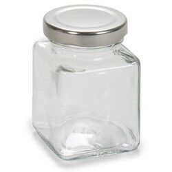 Jar Transparent Silver Metal Glass 100 ml 5,6 x 7,6 x 5,6 cm (6 Units)