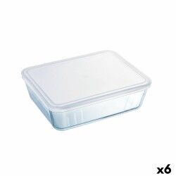 Portapranzo Rettangolare con Coperchio Pyrex Cook & Freeze 25 x 20 cm Trasparente Silicone Vetro 2,6 L (6 Unità)