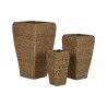 Set di vasi da fiori Home ESPRIT Naturale Metallo Fibra naturale 40 x 40 x 70 cm (3 Pezzi)