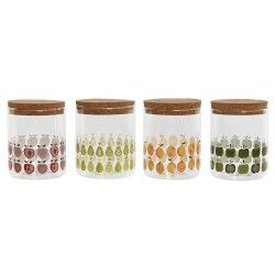 Tin Home ESPRIT Yellow Green Natural Cork Silicone Borosilicate Glass Shabby Chic 700 ml (4 Units)