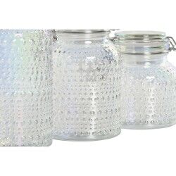 Set di 3 Barattoli Home ESPRIT Trasparente Metallo Cristallo 1,2 L 3 Pezzi