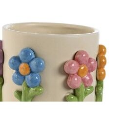 Vaso Home ESPRIT Multicolore Crema Dolomite Fiori 20 x 20 x 18 cm