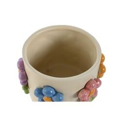 Vaso Home ESPRIT Multicolore Crema Dolomite Fiori 20 x 20 x 18 cm