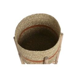 Set of Planters Home ESPRIT Natural Jute Mango wood 26 X 26 X 67 cm (2 Pieces)