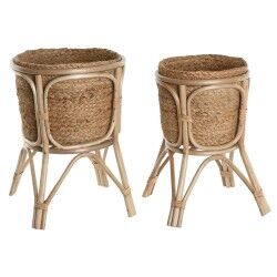 Set of Planters Home ESPRIT Natural wicker Fibre 28 x 28 x 38 cm (2 Pieces)