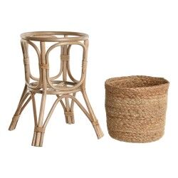 Set di vasi da fiori Home ESPRIT Naturale vimini Fibra 28 x 28 x 38 cm (2 Pezzi)