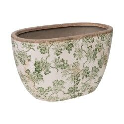 Vaso rettangolare da Balcone Romimex Verde Beige Porcellana Finitura invecchiata 27 x 16 x 15 cm