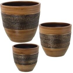 Set of Planters Alexandra House Living Brown Ceramic (3 Pieces)