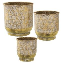 Set of Planters Alexandra House Living White Golden Metal (3 Pieces)