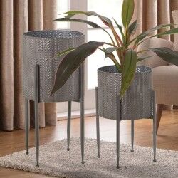 Set of Planters Alexandra House Living Silver Metal With support (4 Pieces)