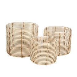 Set di vasi da fiori Romimex Naturale Rattan (3 Pezzi)