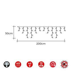 LED Curtain Lights EDM 71265 Icicle Easy-Connect 0,72 W 200 x 50 cm