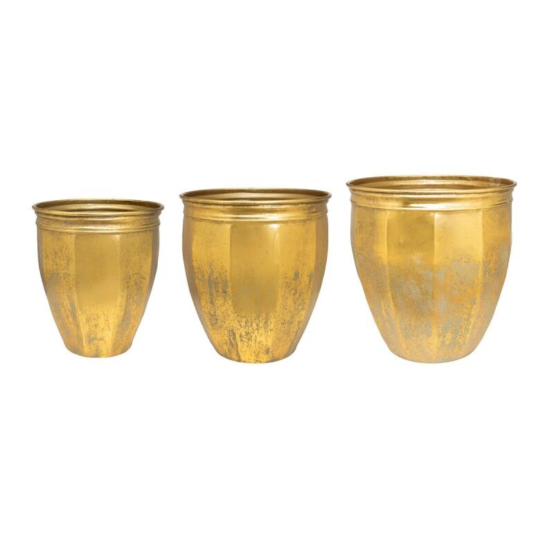 Set of Planters Romimex Golden Metal 36 x 39 x 36 cm 3 Pieces