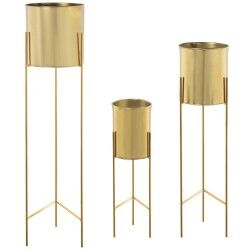 Set of Planters Alexandra House Living Golden Metal With support (3 Pieces)