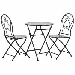 Table set with 2 chairs Alexandra House Living Black 60 x 75 x 60 cm