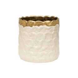 Planter Romimex White Golden Porcelain 19 x 18 x 19 cm