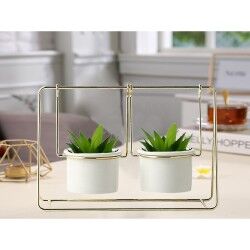 Planter Romimex White/Gold Swing 25 x 17 x 12 cm Double