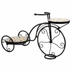 Supporto per Vaso Alexandra House Living Nero Ferro Piastrella Bicicletta 26 x 43 x 67 cm