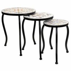 Flower Pot Stand Alexandra House Living Black Iron Tile 33 x 37 x 33 cm 3 Pieces