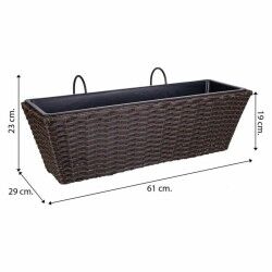 Plant pot for Railings Alexandra House Living Brown Iron Rattan Plastic 20 x 19 x 61 cm