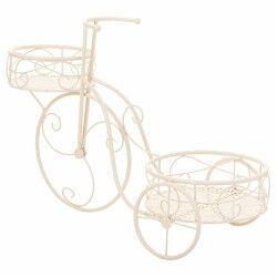 Flower Pot Stand Alexandra House Living White Metal Iron Bicycle 30 x 61 x 55 cm