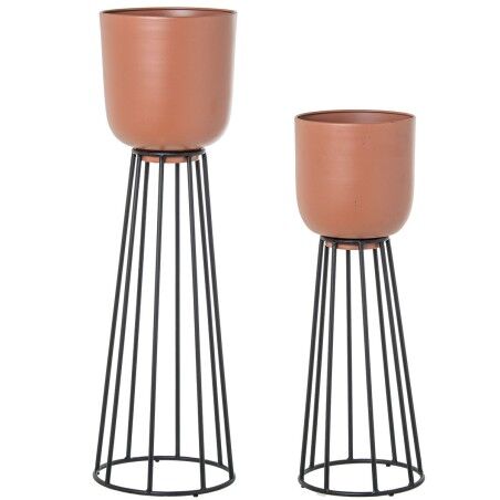 Set di vasi da fiori Alexandra House Living Terracotta Metallo 2 Pezzi