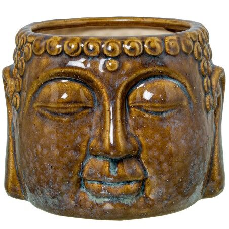 Planter Alexandra House Living Brown Ceramic Buddha 18 x 11 x 17 cm