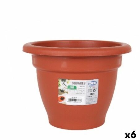 Plant pot Dem Squares Circular Brown 20 x 20 x 15 cm (6 Units)