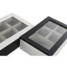 Box for Infusions Home ESPRIT White Black Metal Crystal MDF Wood 23 x 15 x 6,5 cm (2 Units)