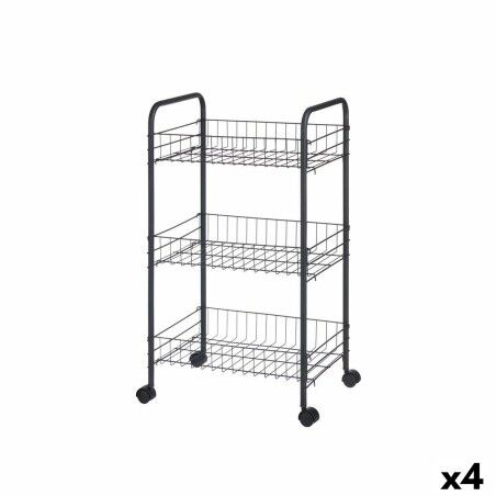 Vegetable trolley Black Metal Plastic 37 x 27 x 63 cm (4 Units)