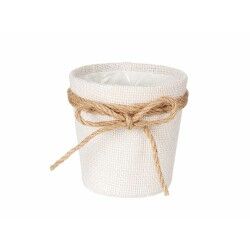 Vaso Fiocco Bianco Stoffa 11 x 10,5 x 11 cm (24 Unità)