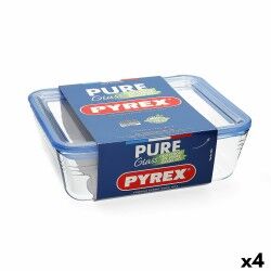 Porta pranzo Ermetico Pyrex Pure Glass Trasparente Vetro (2,6 L) (4 Unità)