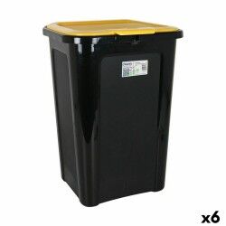 Rubbish Bin Tontarelli Coverline Yellow 44 L Black 38,5 x 34,5 x 54,5 cm (6 Units)