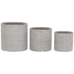 Set of Planters Home ESPRIT Beige Fibreglass Magnesium 44,5 x 44,5 x 44 cm (3 Units)