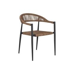 Chair Home ESPRIT Brown Black Aluminium Rattan 56 x 60 x 78 cm