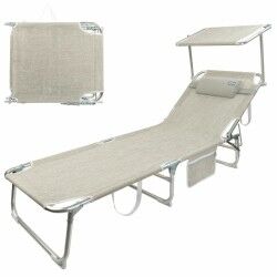 Beach sunbed Colorbaby Foldable Beige 188 x 58 x 30 cm