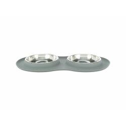 Dog Feeder Trixie Grey Stainless steel Ø 16 cm Double 2 × 0,3 L 47 × 3 × 26 CM