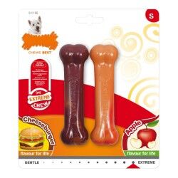 Giocattolo da mordere per cani Nylabone Extreme Chew Twin Mela Formaggio Sandwich, Hamburger Taglia S Nylon (2 pcs)