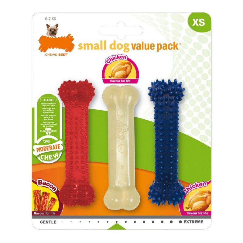 Dog chewing toy Nylabone Value Pack Bacon Size S Chicken Thermoplastic (3 pcs)