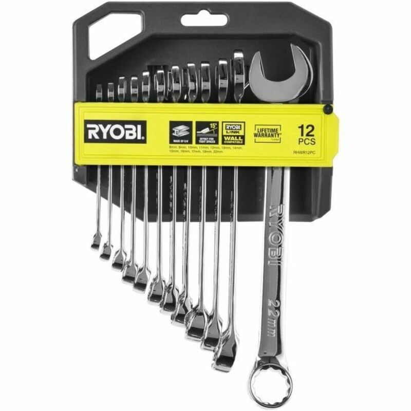 Set di chiavi poligonali doppie aperte Ryobi Recovery (12 Unità)