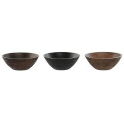 Salad Bowl Home ESPRIT Brown Black Light brown Mango wood 30 x 30 x 12 cm (3 Units)