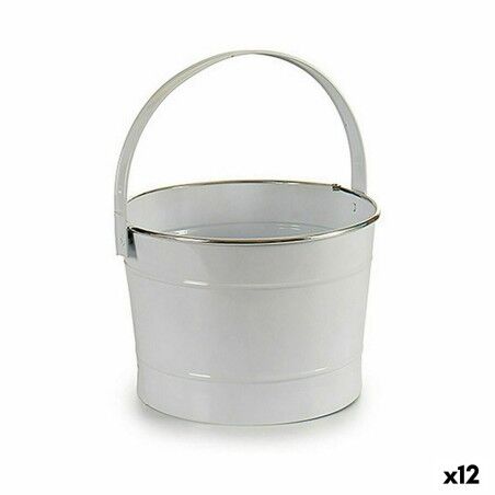 Vaso Ibergarden 49095 Bianco Argentato Zinco Secchio 25 x 29,5 x 27 cm (12 Unità)