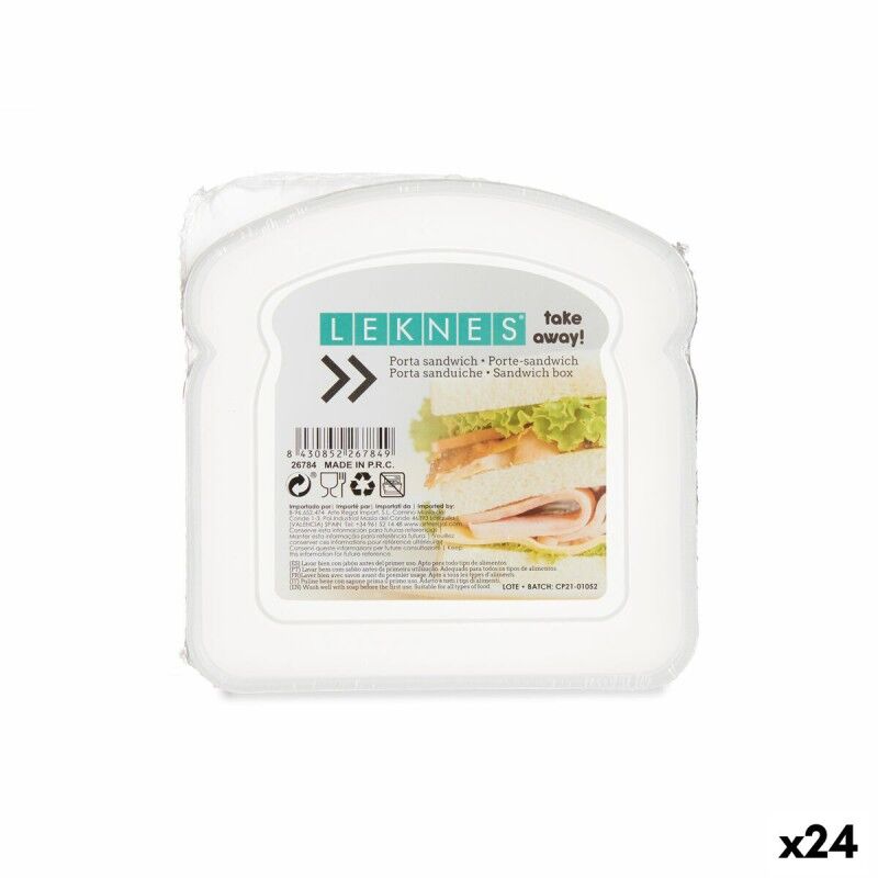 Contenitore per Sandwich Leknes 47034E Trasparente Plastica 12 x 4 x 12 cm (24 Unità)