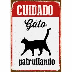 Distintivo Magnet & Steel ["Cuidado Gato Patrullando"] 14,8 x 21 cm